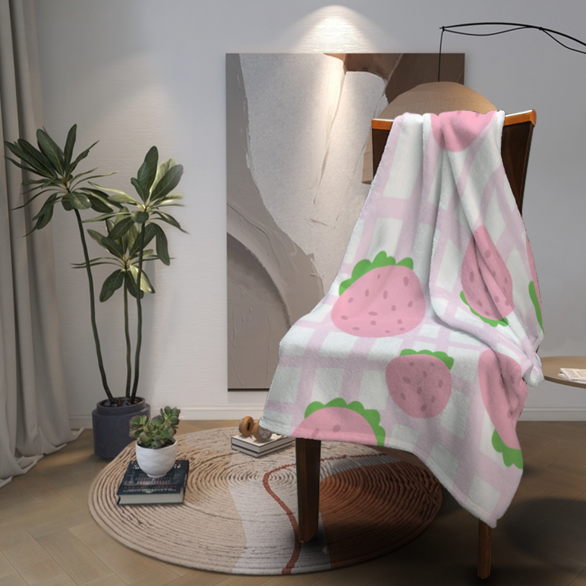 Terracotta Cascade Ivory Art Decorative Flannel Blanket