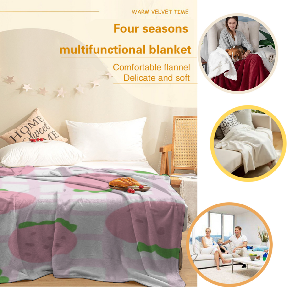 Terracotta Cascade Ivory Art Decorative Flannel Blanket