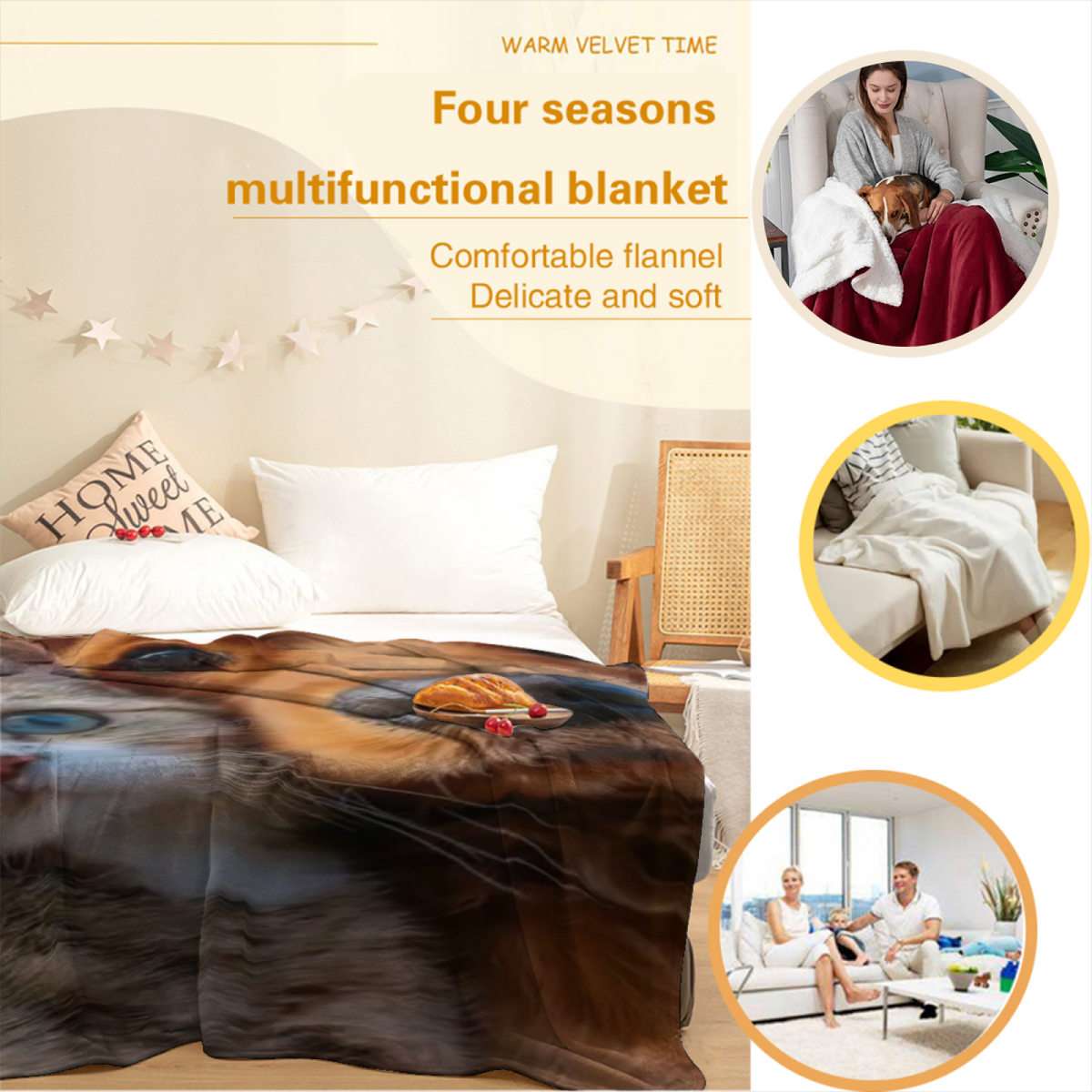 Soft Minimalist All-Season Flannel Blanket ¨C Breezy Nectar Collection