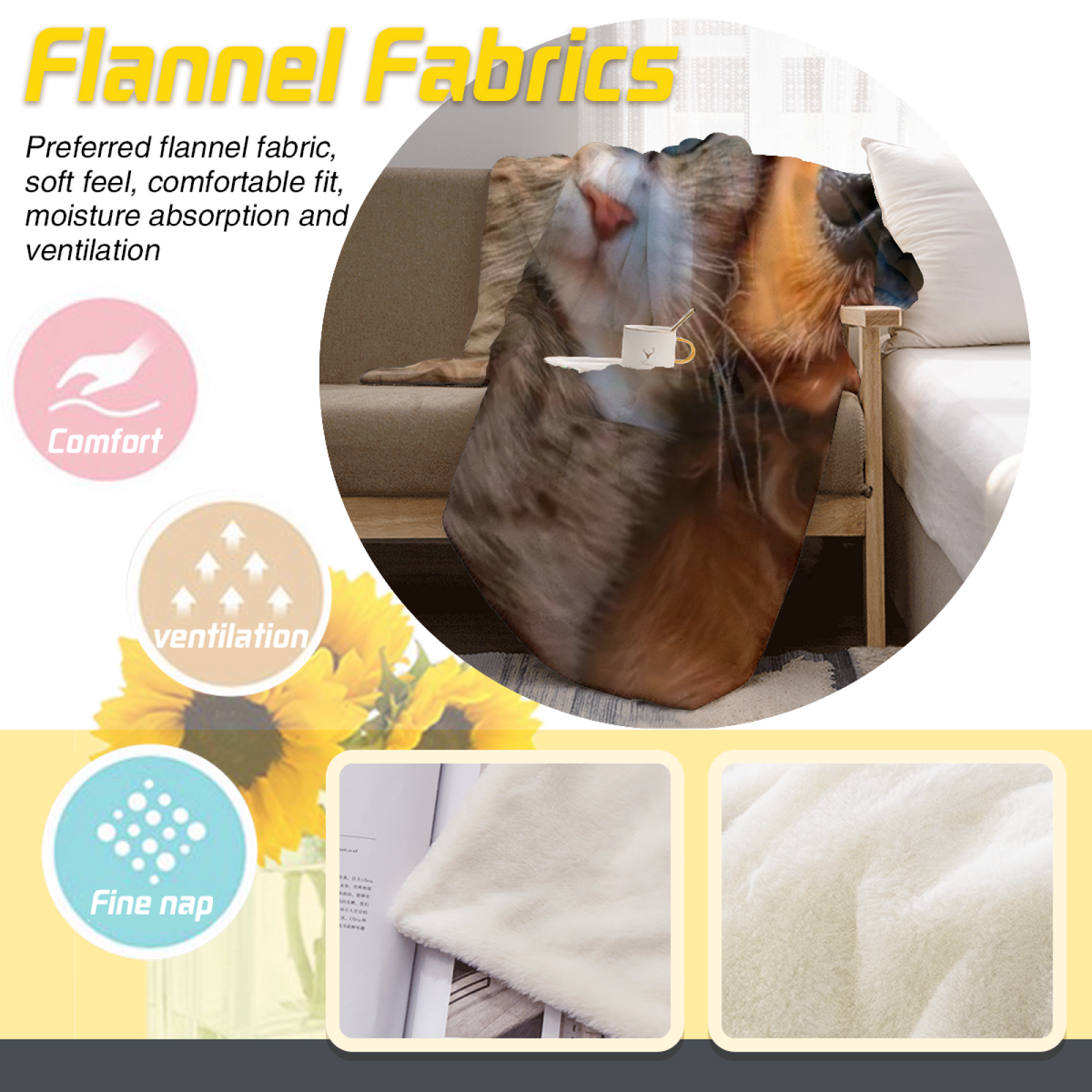 Soft Minimalist All-Season Flannel Blanket ¨C Breezy Nectar Collection