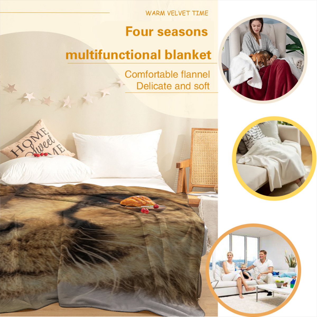 Azure Vista Soft Neutral Art Decorative Flannel Blanket