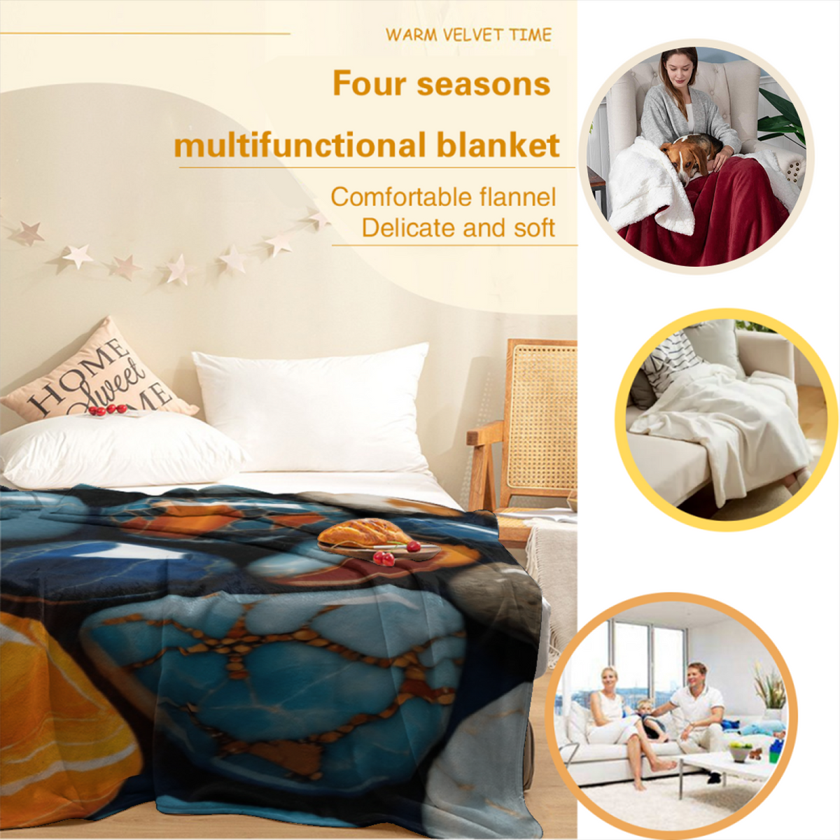 Serene & Harbor Playful Graphic Plush Flannel Throw