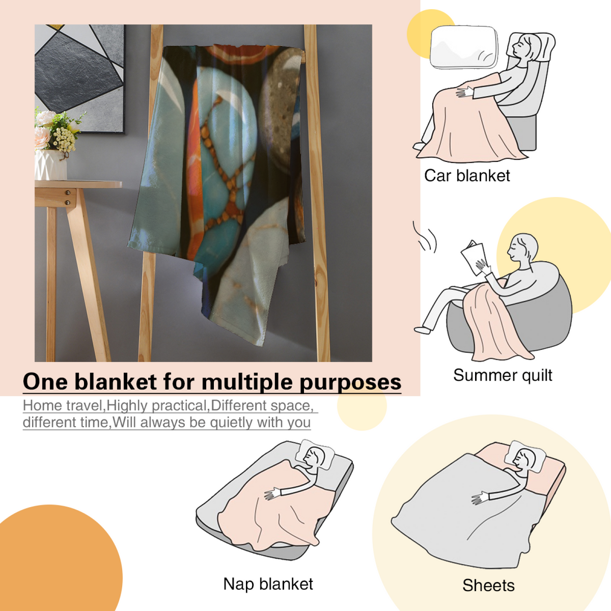 Serene & Harbor Playful Graphic Plush Flannel Throw