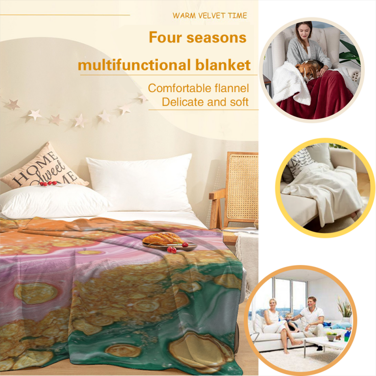 Stylish Graphic Throw Blanket ¨C Contemporary Artistic Printed Home Blanket