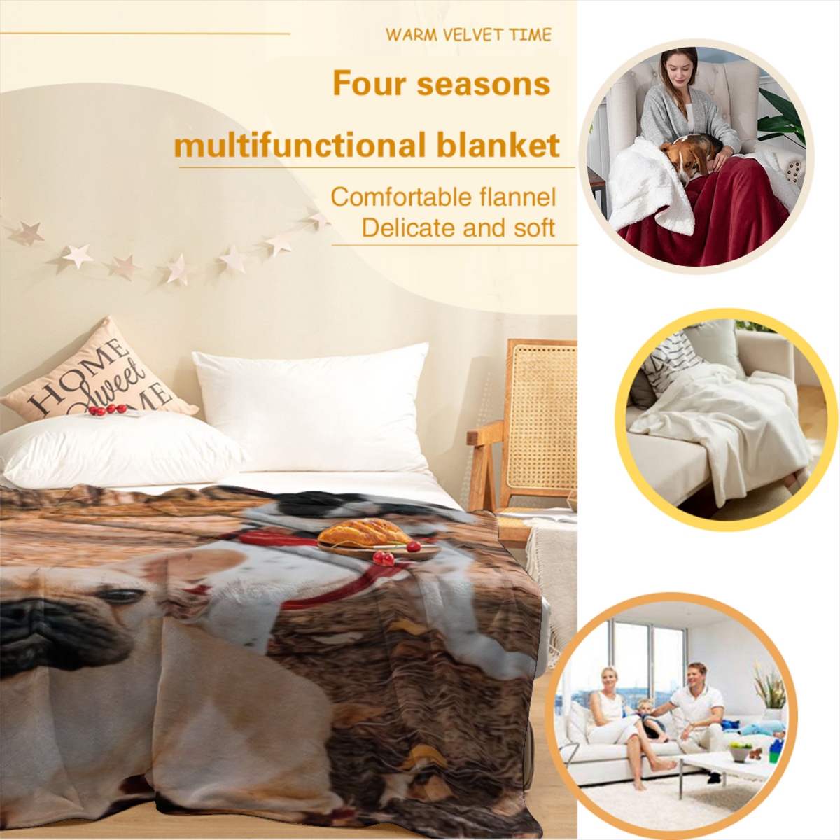 Decorative Earthy Multicolor Solstice Rhythm Soft Flannel Blanket
