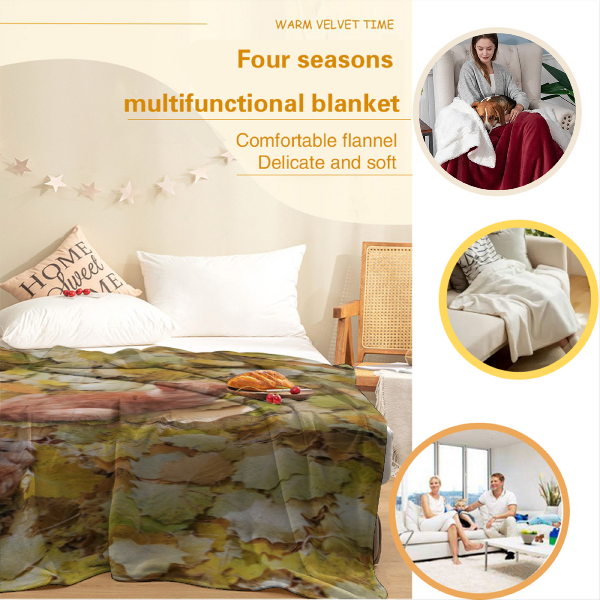 Watercolor Hearth Home Accent Lightweight Flannel Throw ¨C Rich Multicolor