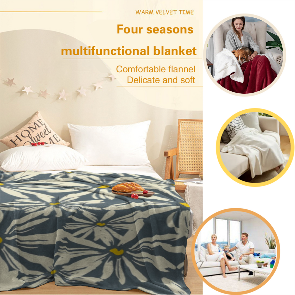 Velvet Mosaic Soft Neutral Dreamy All-Season Flannel Blanket