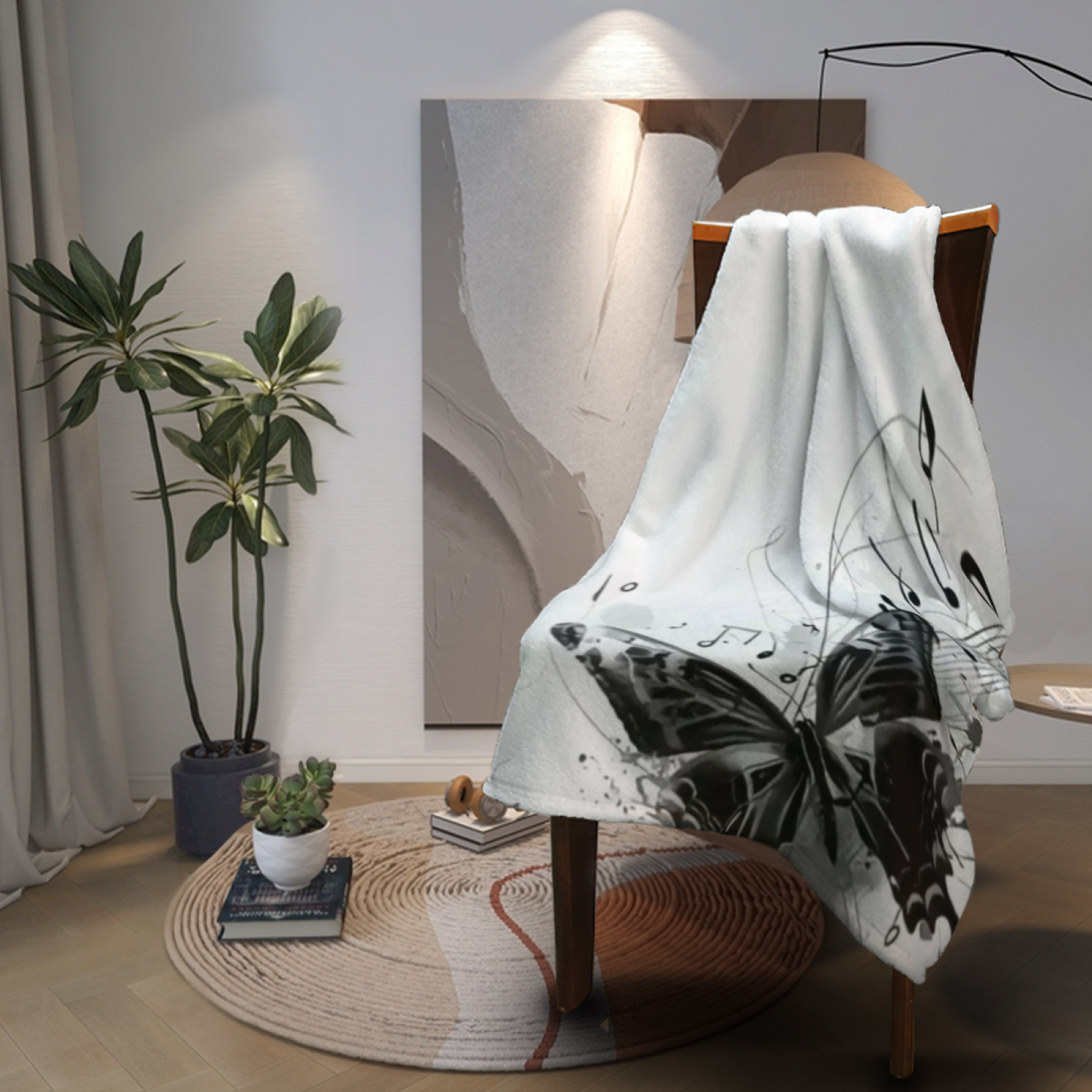 Electric Galaxy Inspired Flannel Sofa Throw ¨C Earthy Neutral Palette