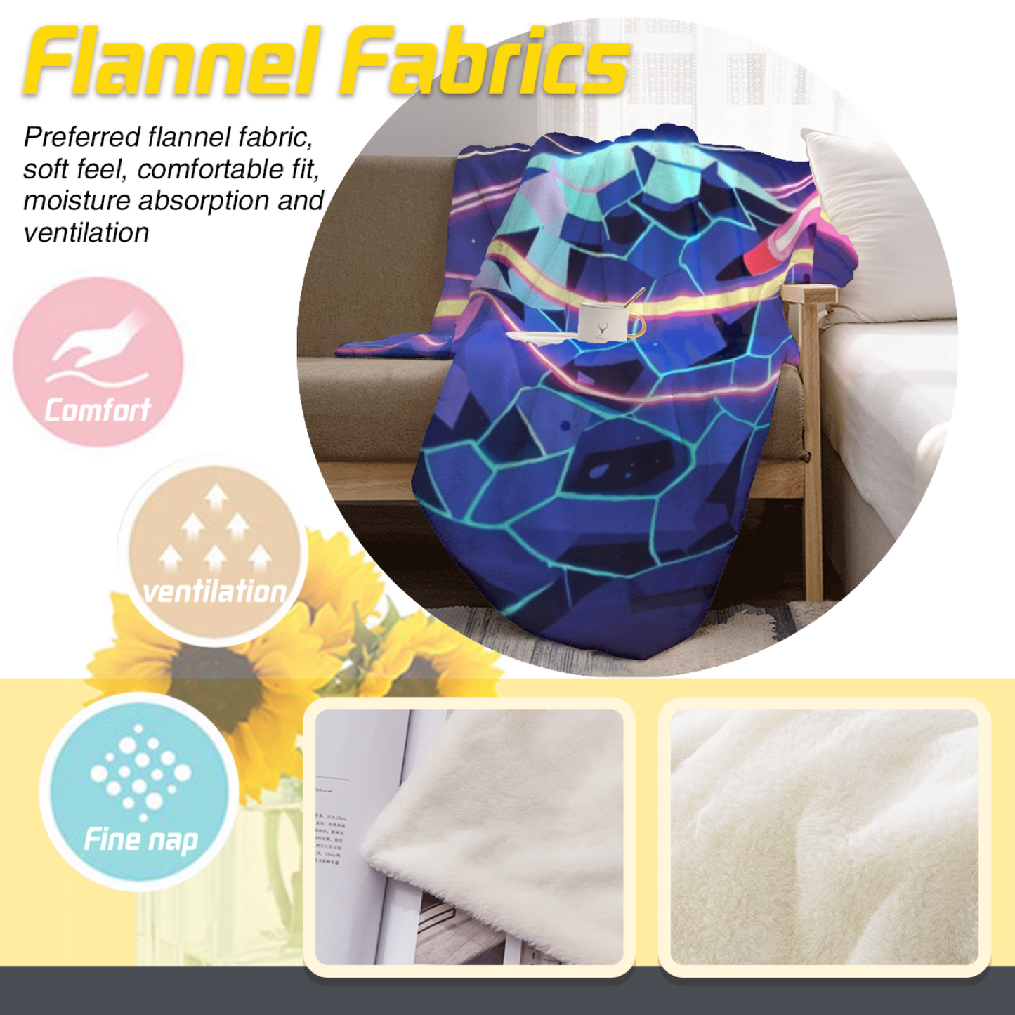 Black Space Astronaut Flannel Throw Blanket ¨C Retro Cartoon Galaxy Print