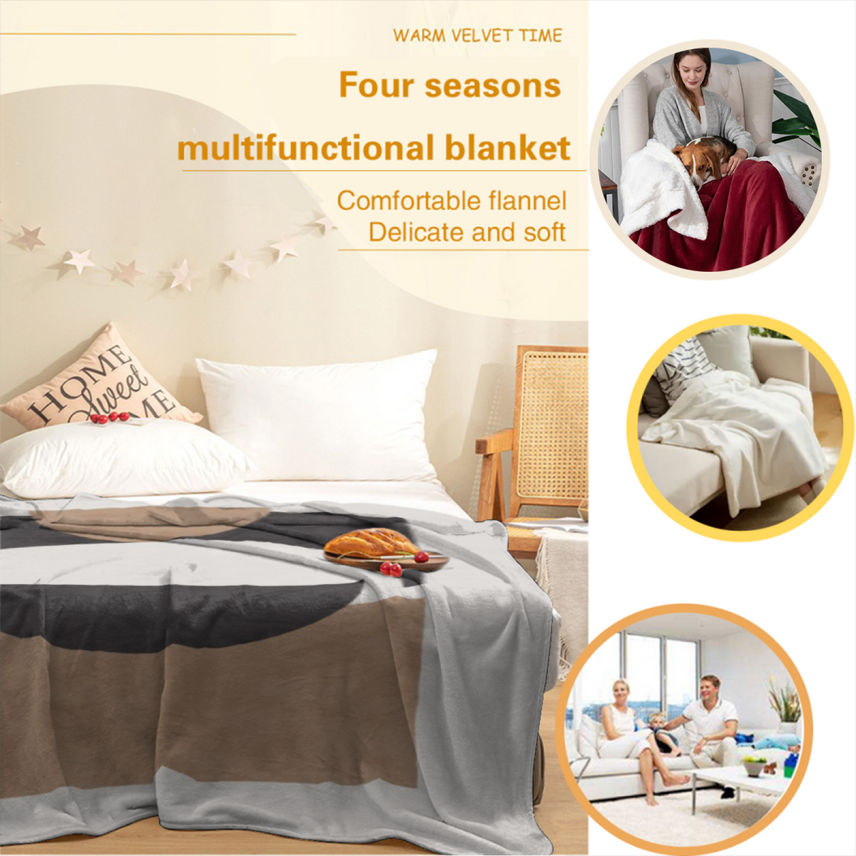 Marigold & Vista Playful Graphic All-Season Flannel Blanket