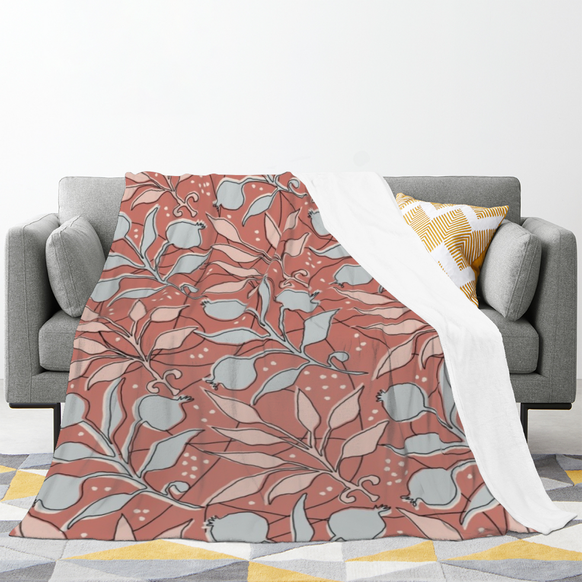 Cinnamon Treasure Home Accent Lightweight Flannel Throw ¨C Warm Coral