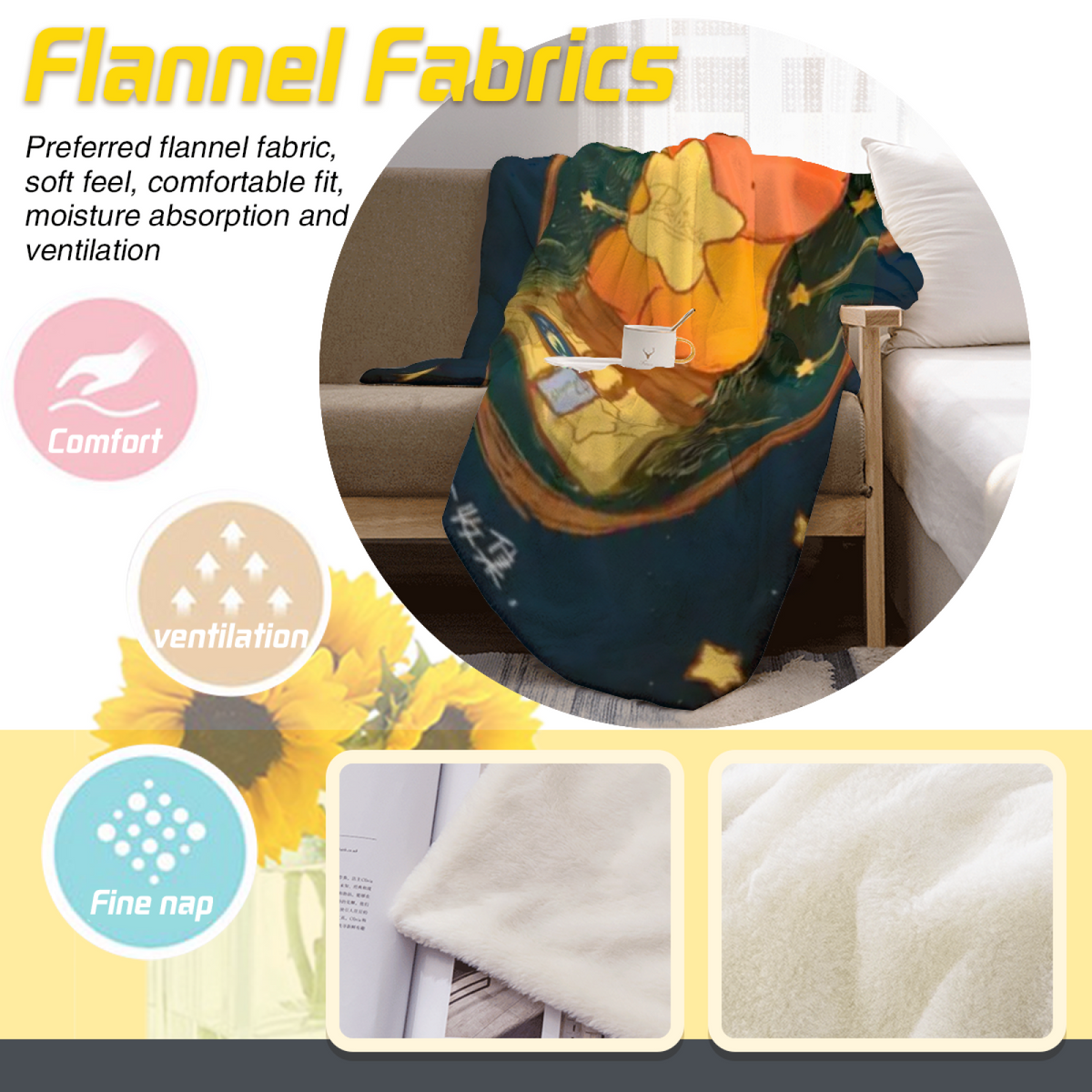 Decorative Flannel Blanket with Harvest Solstice Cozy Cottage Artwork