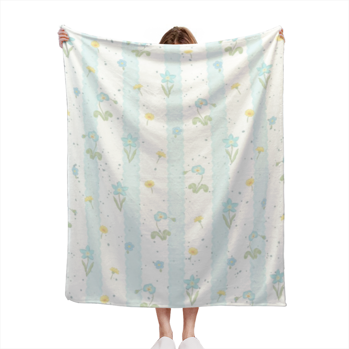 Heather Vista Creamy Ivory Modern Art Decorative Flannel Blanket