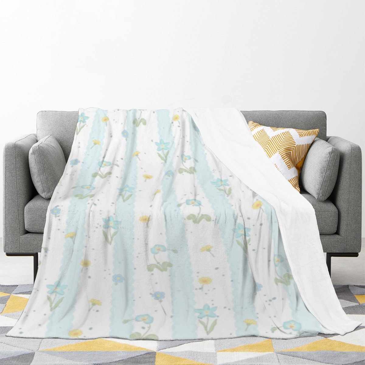 Heather Vista Creamy Ivory Modern Art Decorative Flannel Blanket