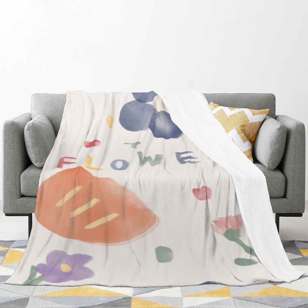 Amber Drift Ivory Art All-Season Flannel Blanket