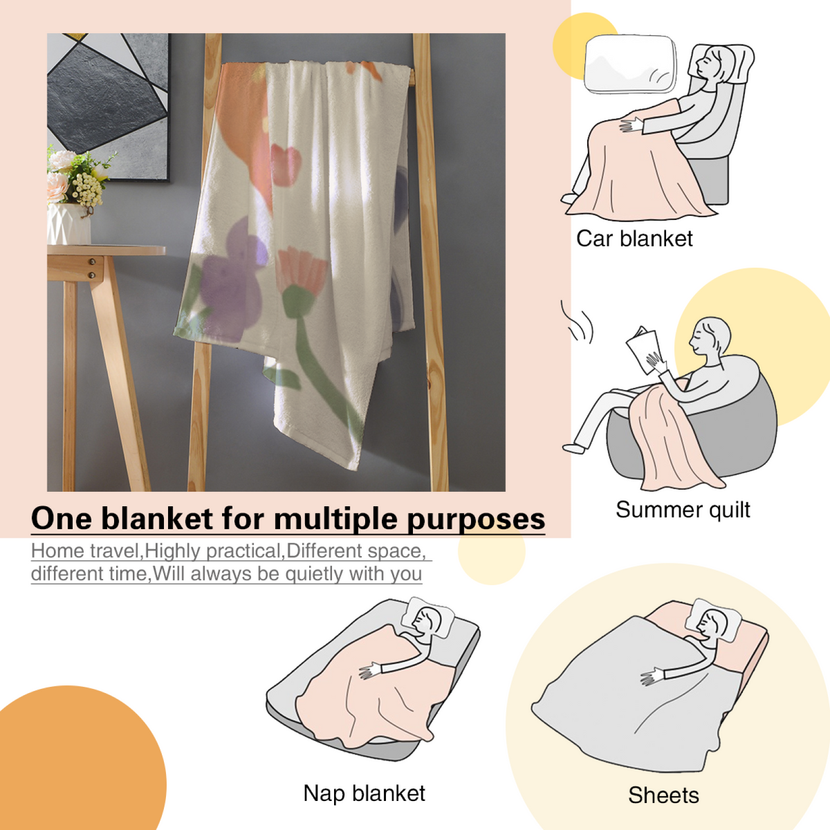 Amber Drift Ivory Art All-Season Flannel Blanket