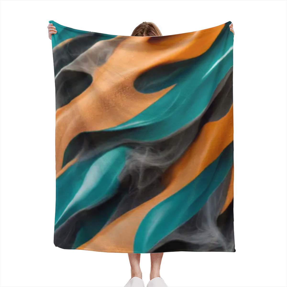 Heather Fern Pastel Multicolor Modern Art Flannel Throw Blanket