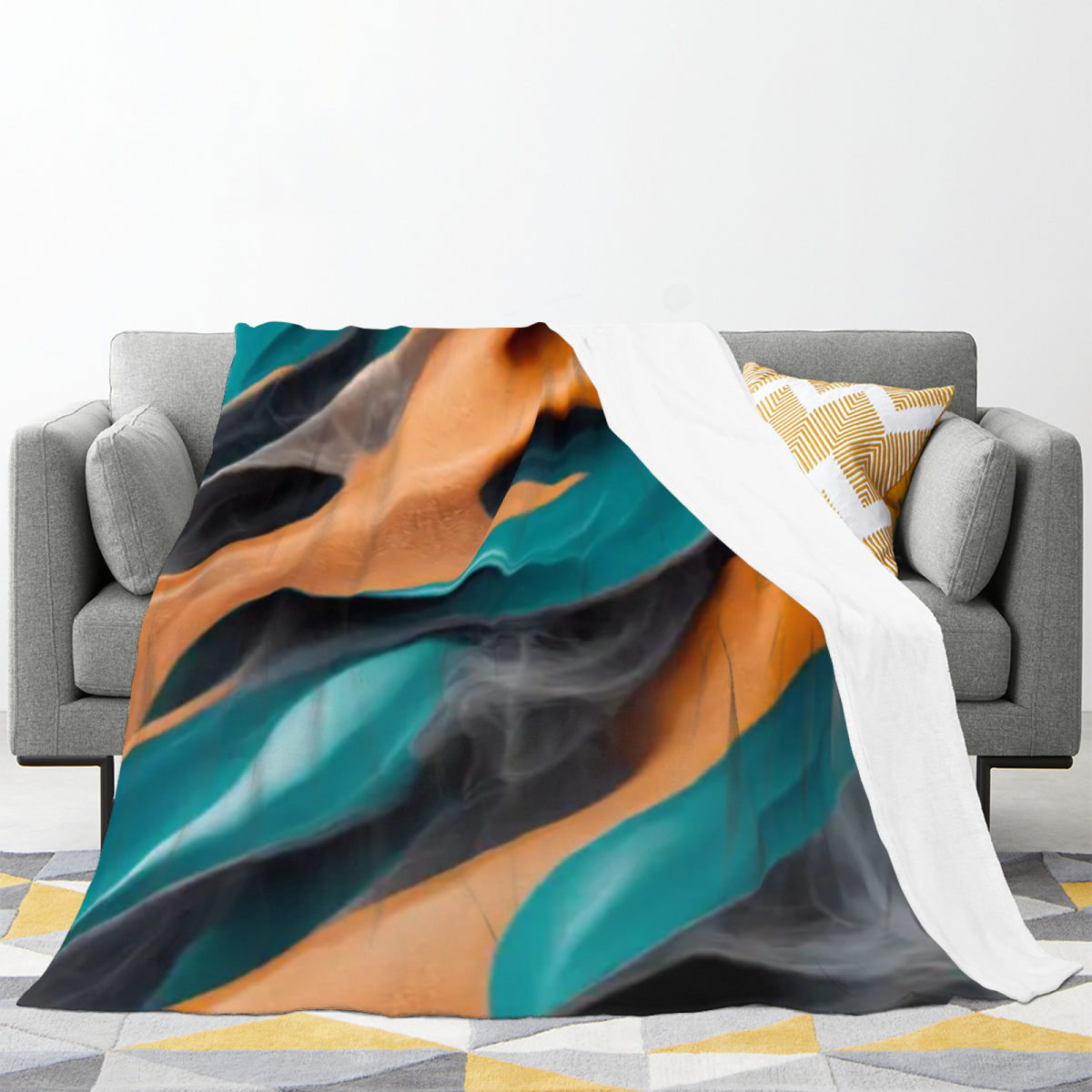 Heather Fern Pastel Multicolor Modern Art Flannel Throw Blanket