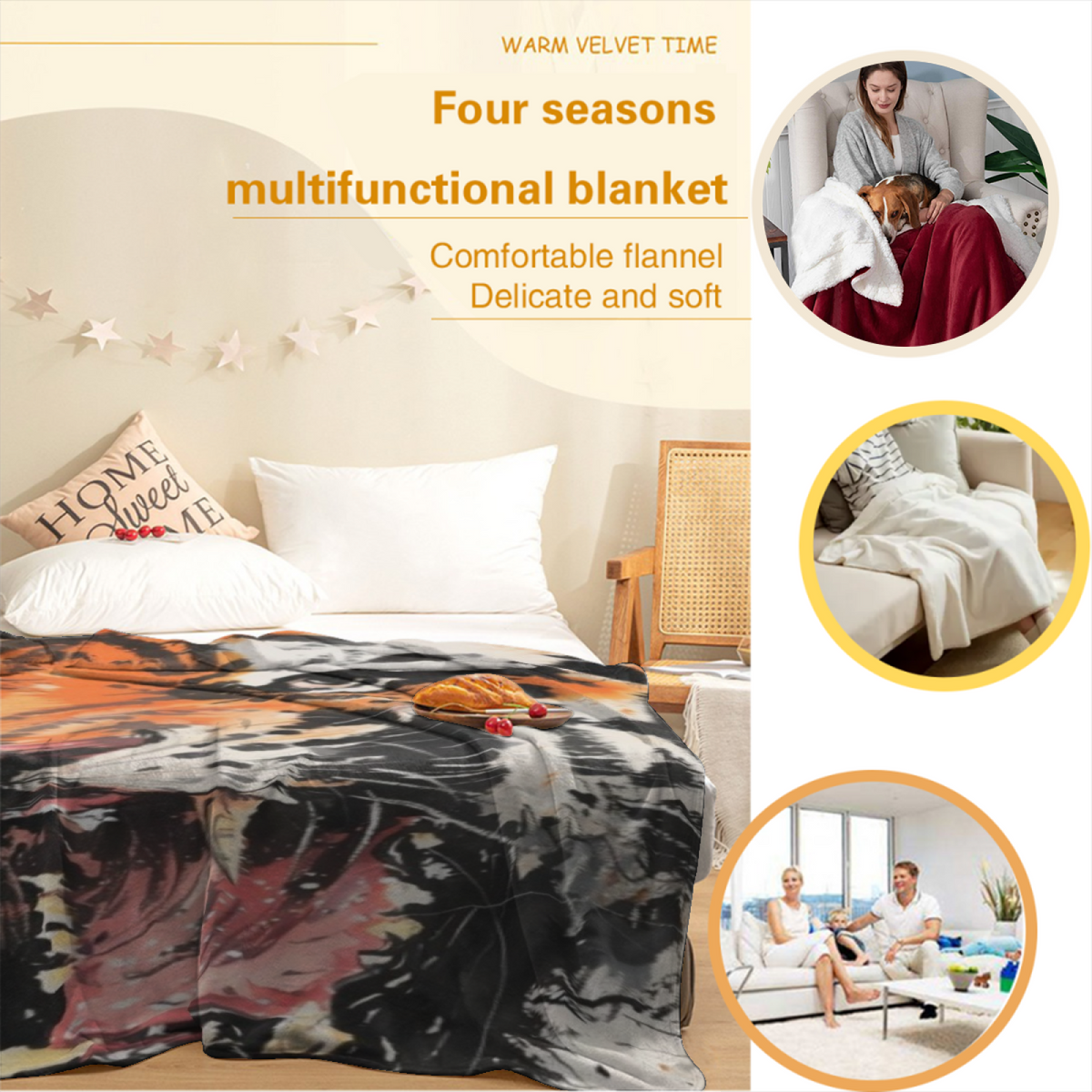 Juniper Glow Soft Neutral Art Lightweight Flannel Throw
