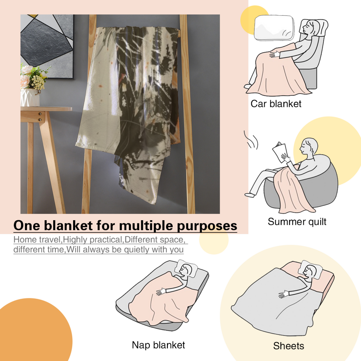 Juniper Glow Soft Neutral Art Lightweight Flannel Throw