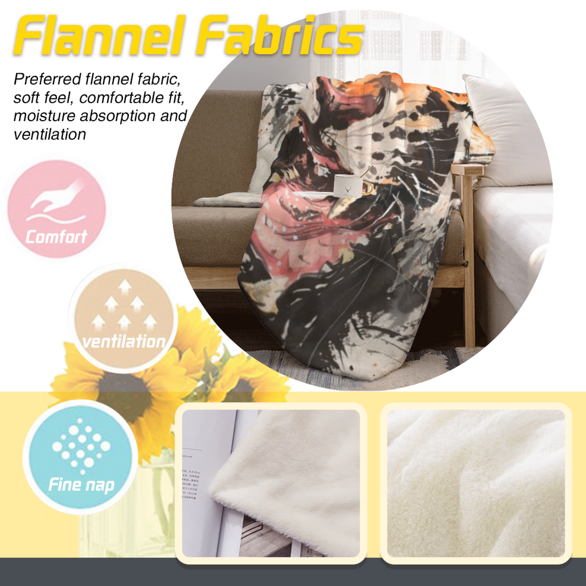 Juniper Glow Soft Neutral Art Lightweight Flannel Throw