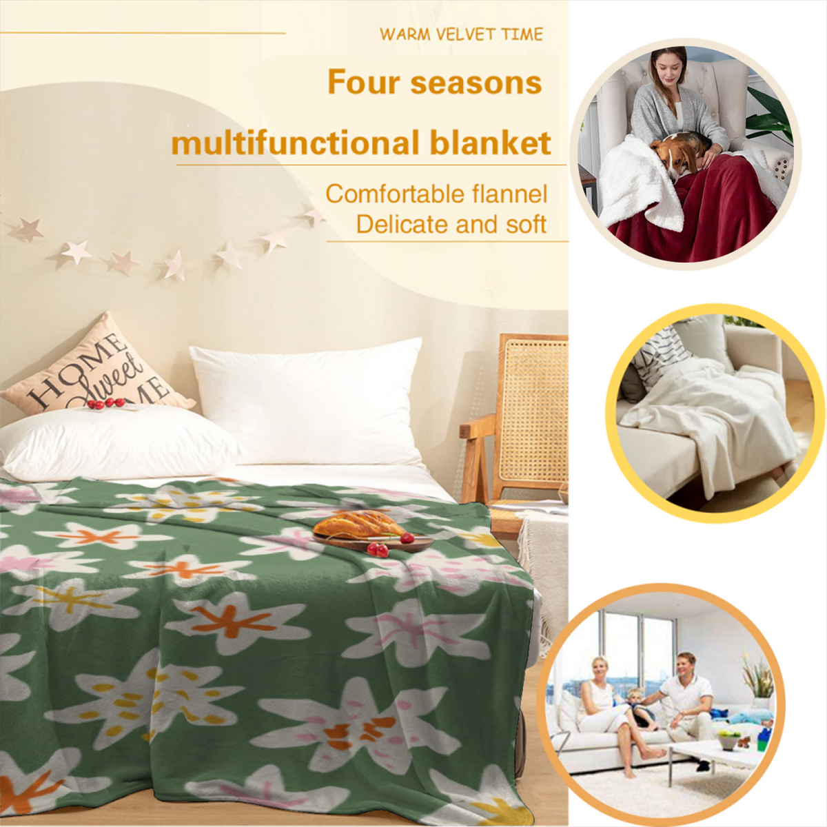 Holiday Gift Santa Lightweight Flannel Throw