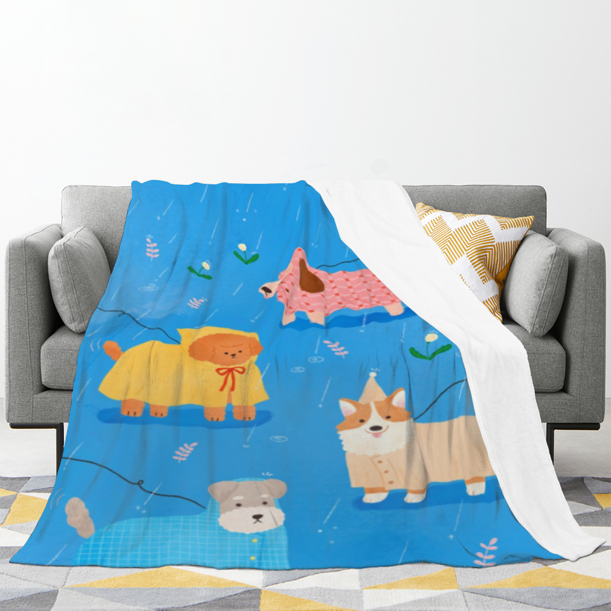 Sunwashed Cove Muted Sage Art Decorative Flannel Blanket