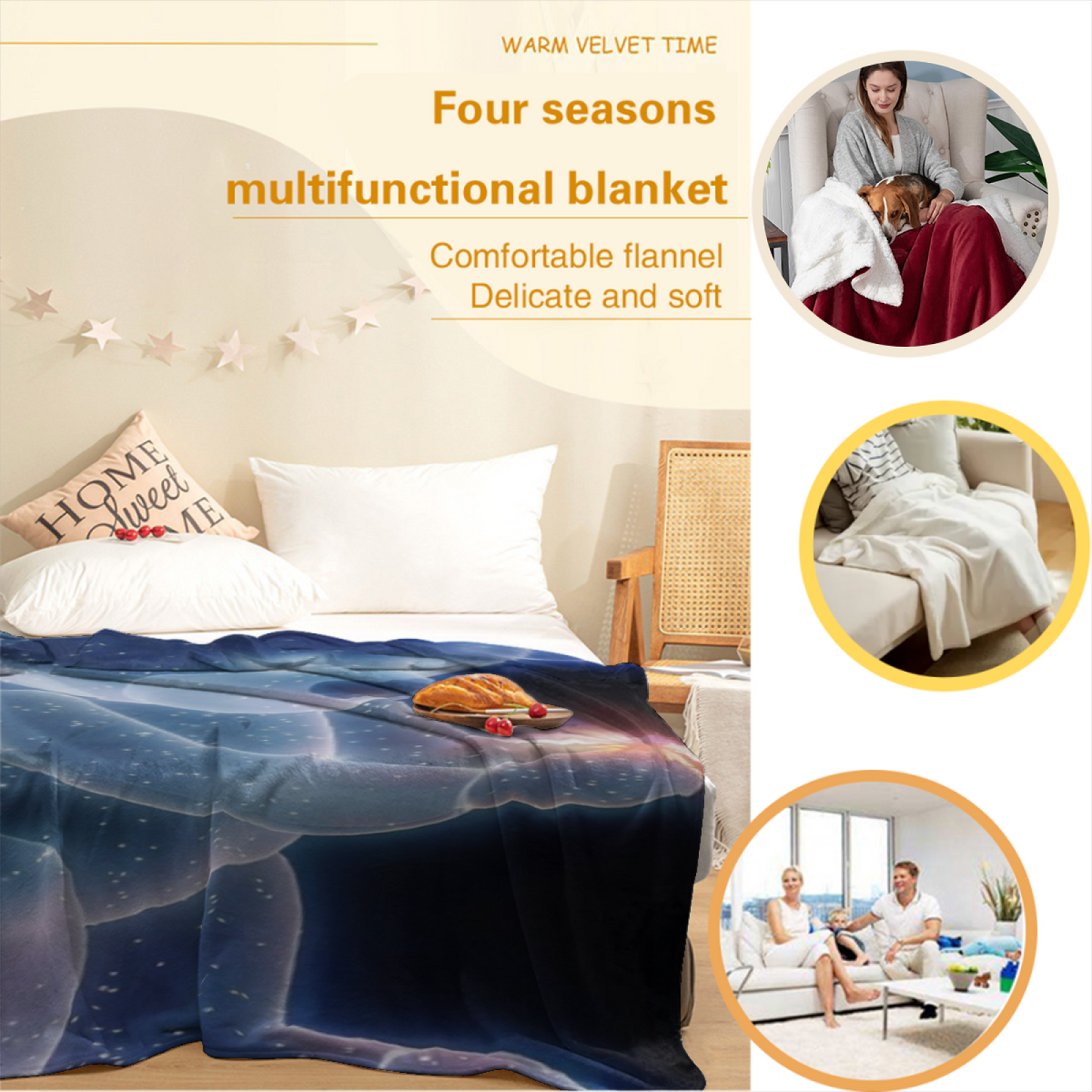 Modern Artistic Throw Blanket ¨C Colorful Printed Decorative Home Blanket