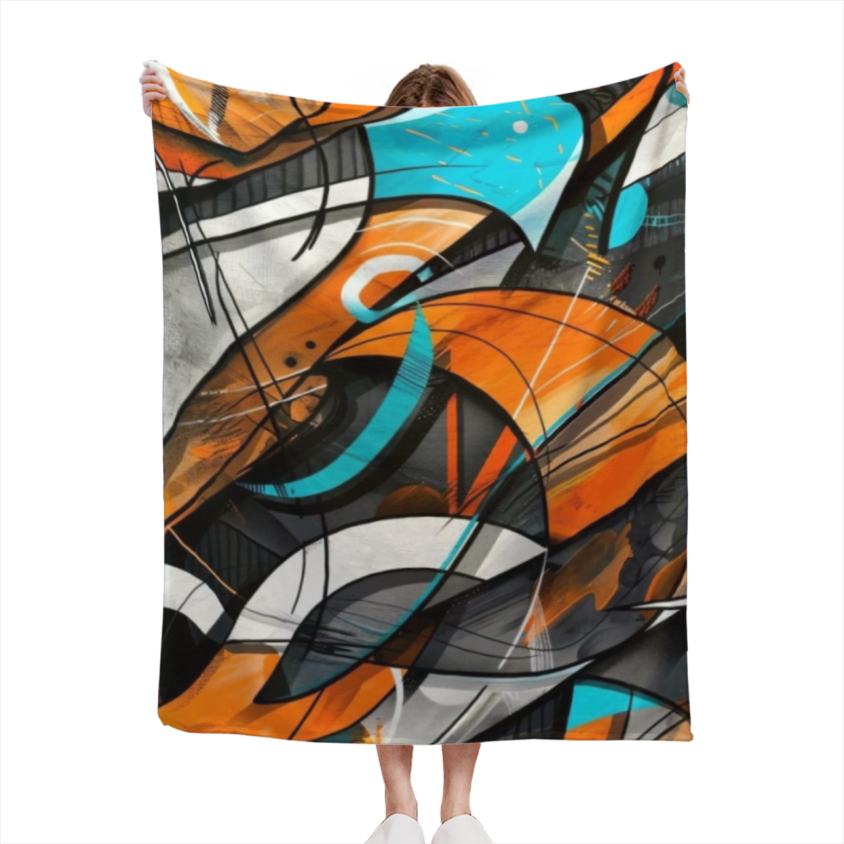 Azure Reverie Expressive Pattern Decorative Flannel Blanket