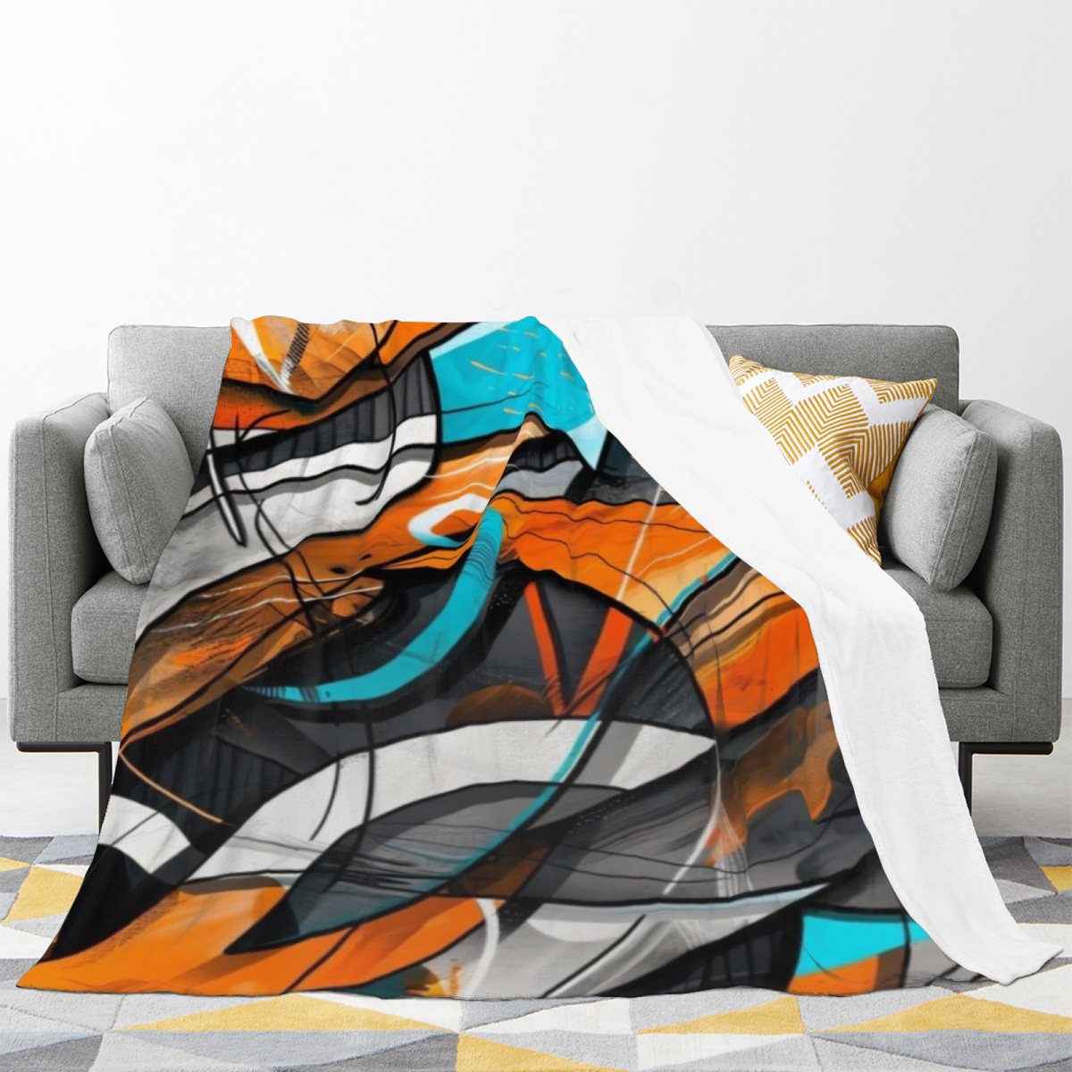Azure Reverie Expressive Pattern Decorative Flannel Blanket