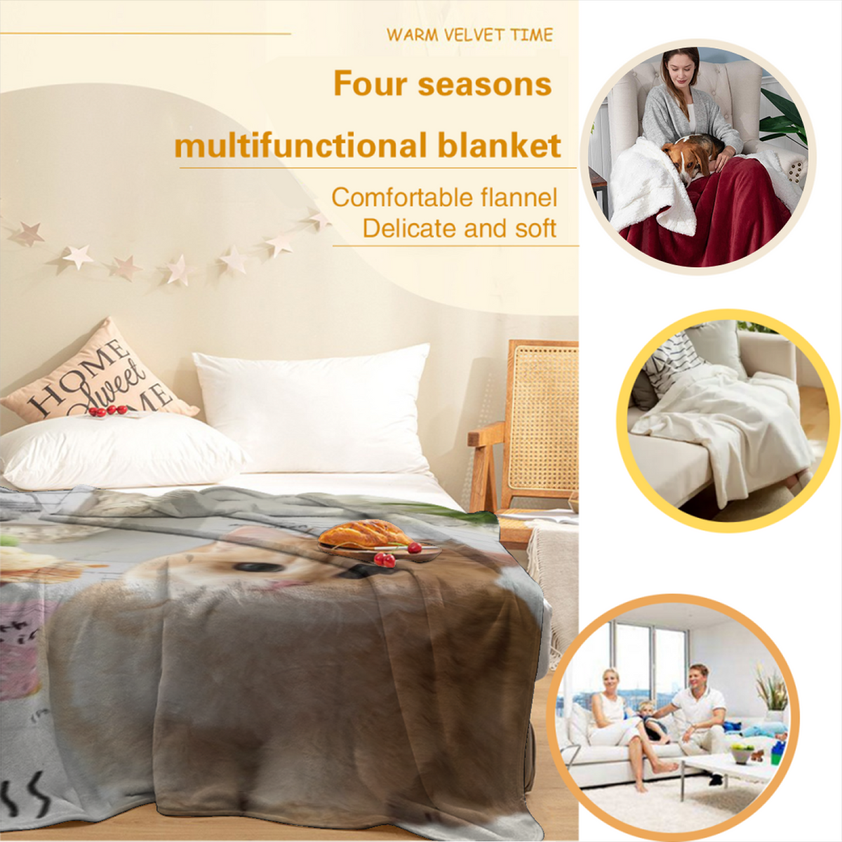 Mossy Nectar Inspired Flannel Sofa Throw ¨C Pastel Multicolor Palette