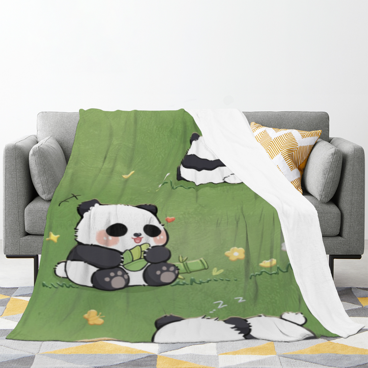 Serene Flora Expressive Print Flannel Sofa Throw in Rich Multicolor