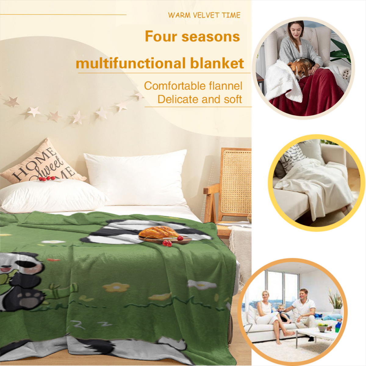 Serene Flora Expressive Print Flannel Sofa Throw in Rich Multicolor