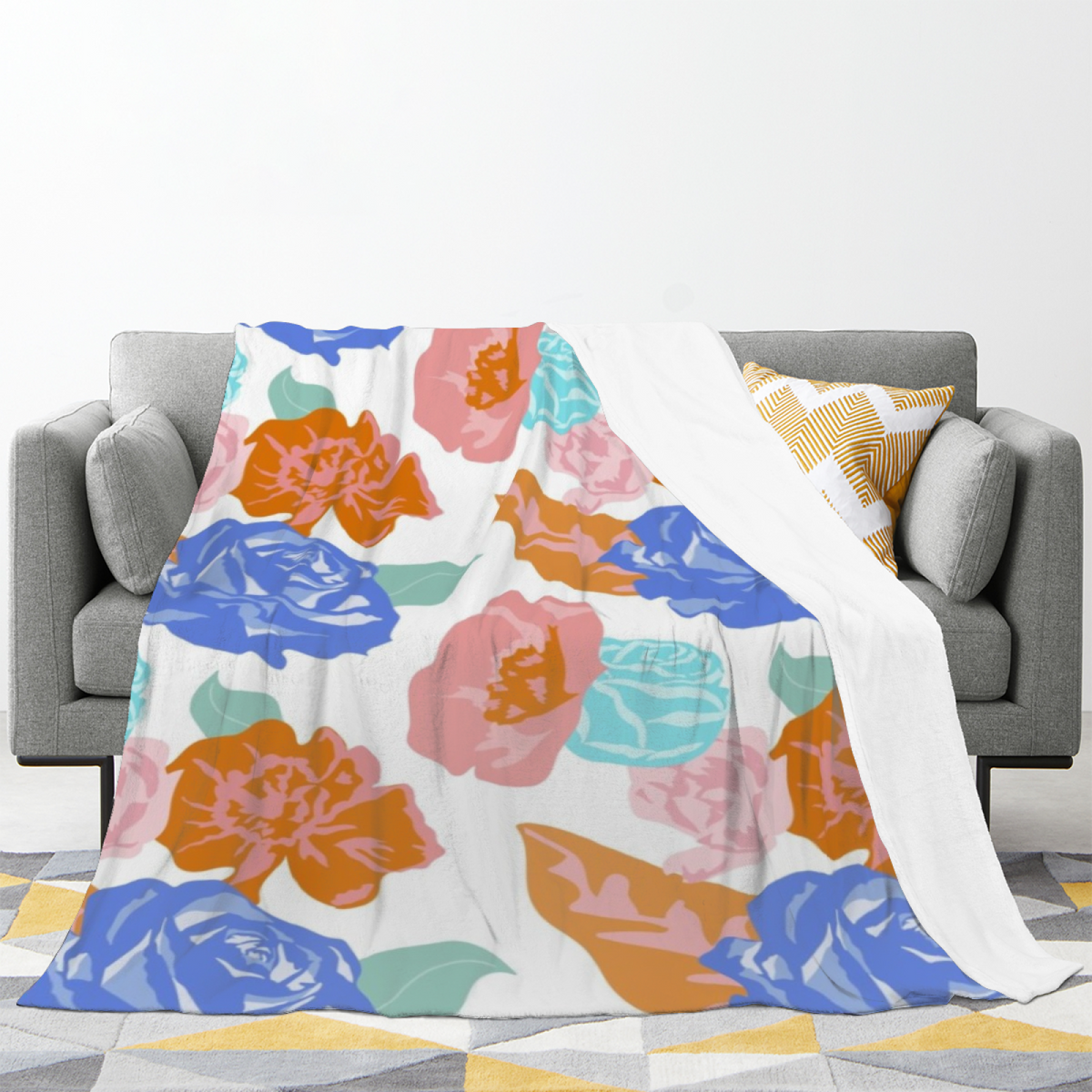 Evergreen & Carnival Playful Graphic Plush Flannel Throw