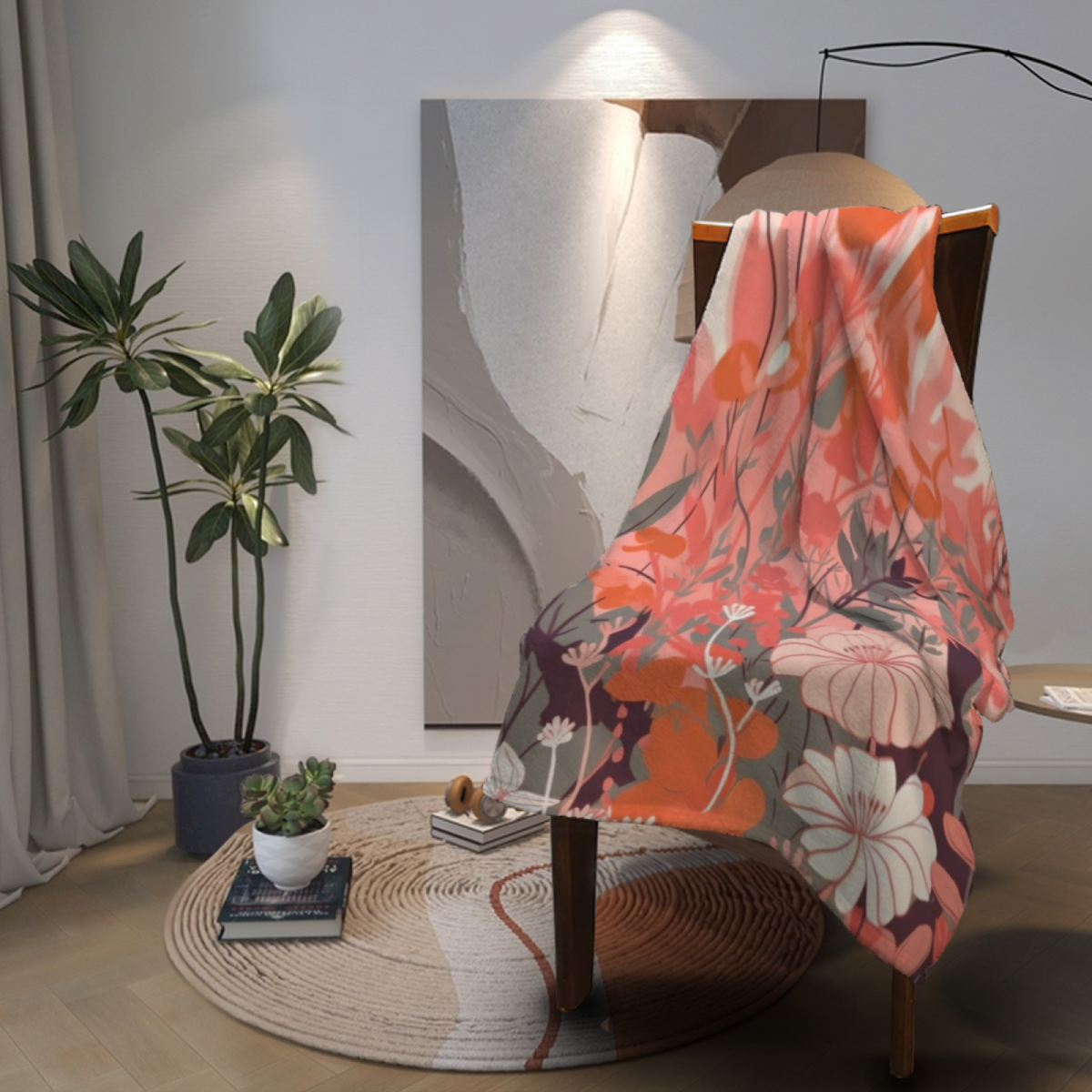 Artistic Blush Pink Amber Muse Plush Flannel Throw
