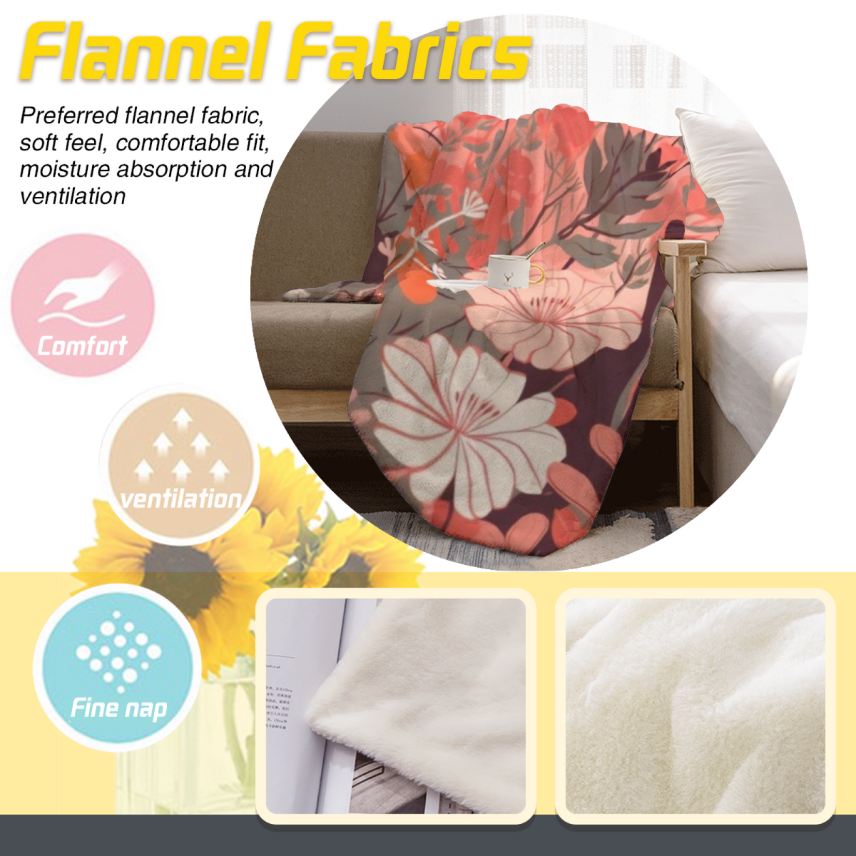 Artistic Blush Pink Amber Muse Plush Flannel Throw