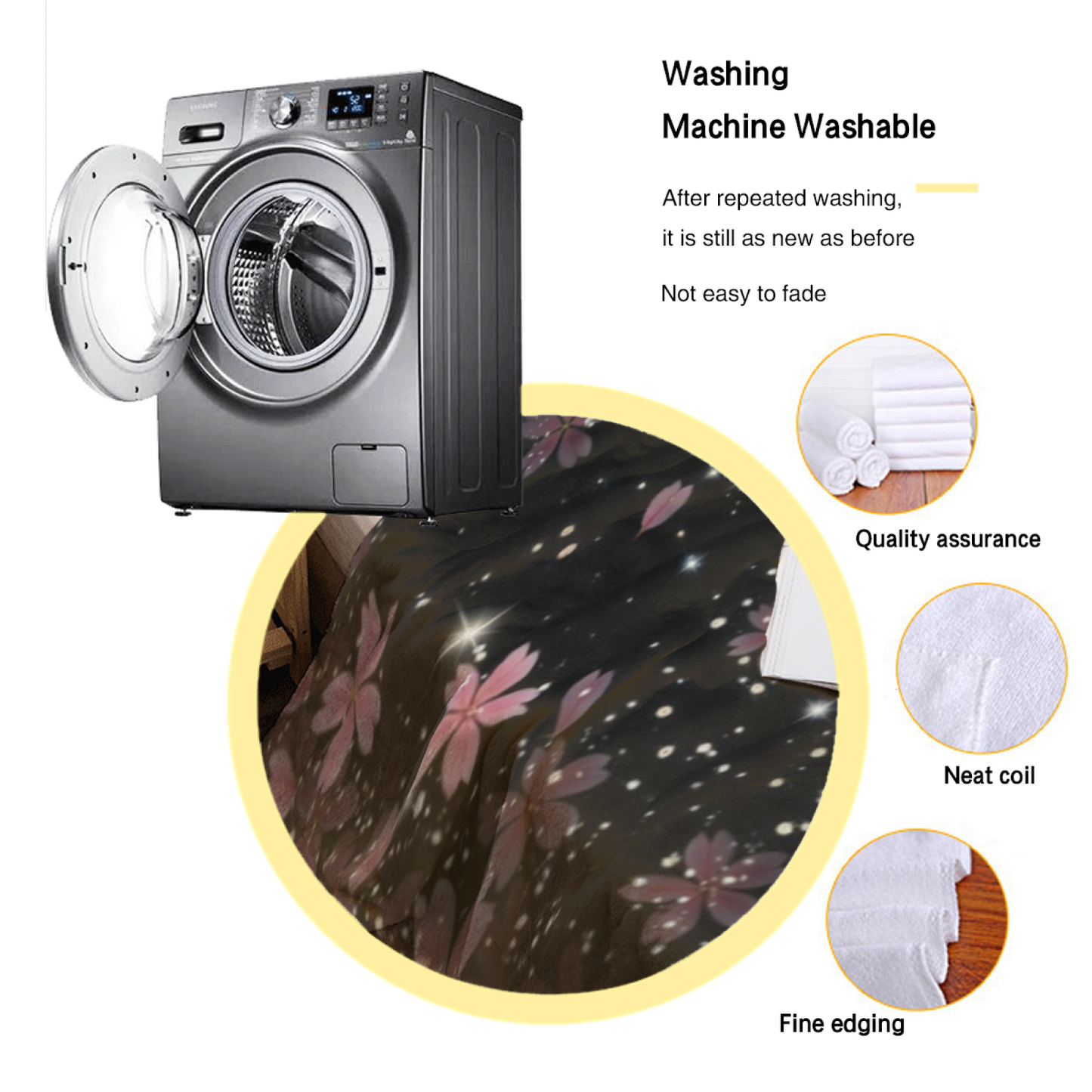 Starry Cherry Blossom Flannel Throw Blanket ¨C Pink Flowers on a Night Sky