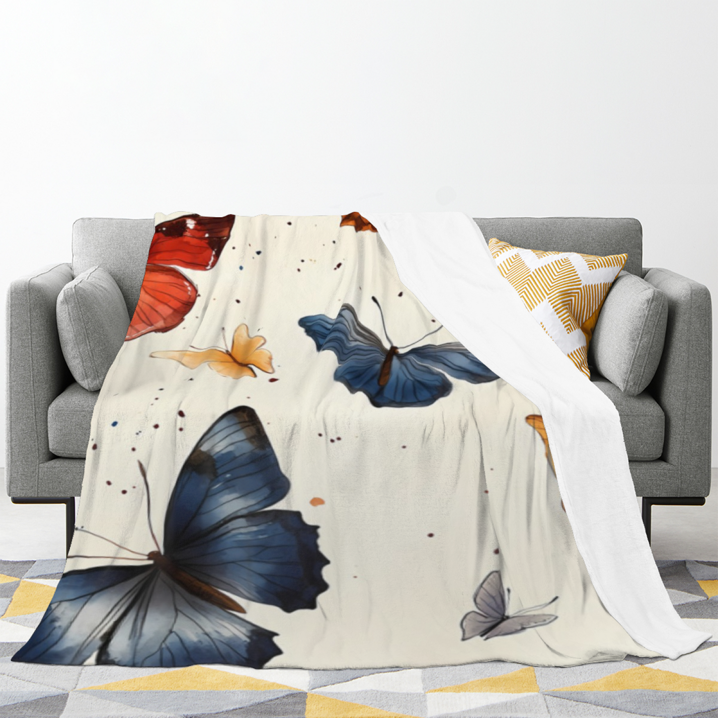 Bee and Daisy Flannel Throw Blanket ¨C Cute Yellow Floral Garden Design