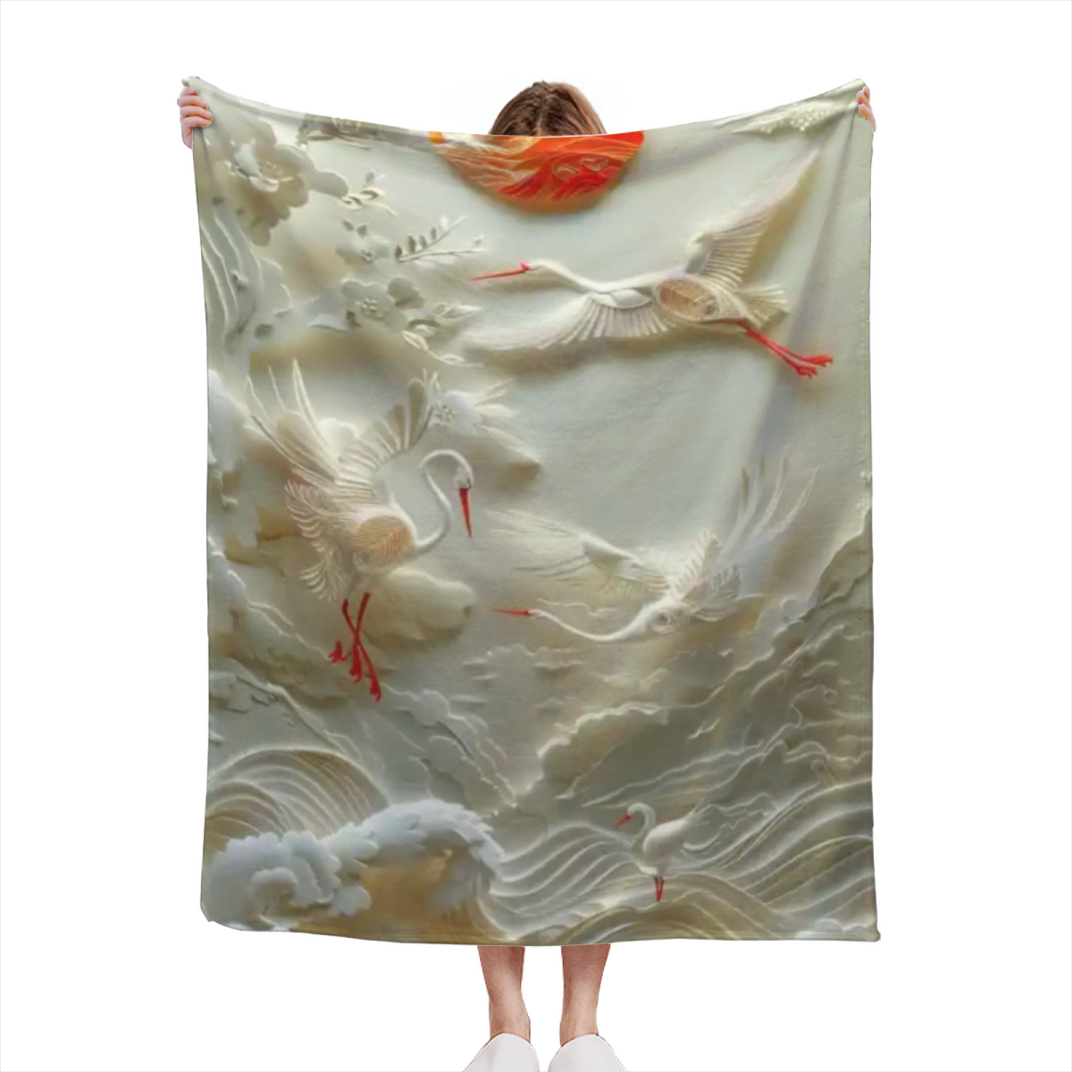 Sunwashed Lantern Muted Sage Art Flannel Throw Blanket