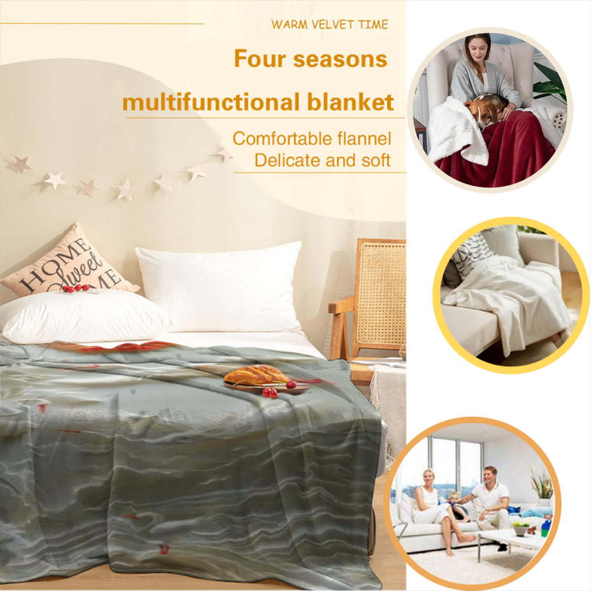 Sunwashed Lantern Muted Sage Art Flannel Throw Blanket