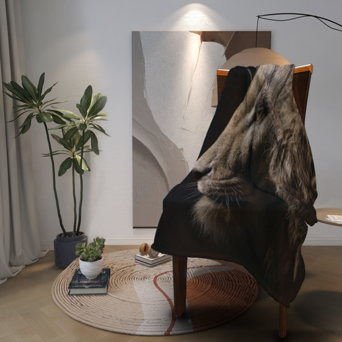 Hazy Lagoon Muted Sage Art Flannel Throw Blanket