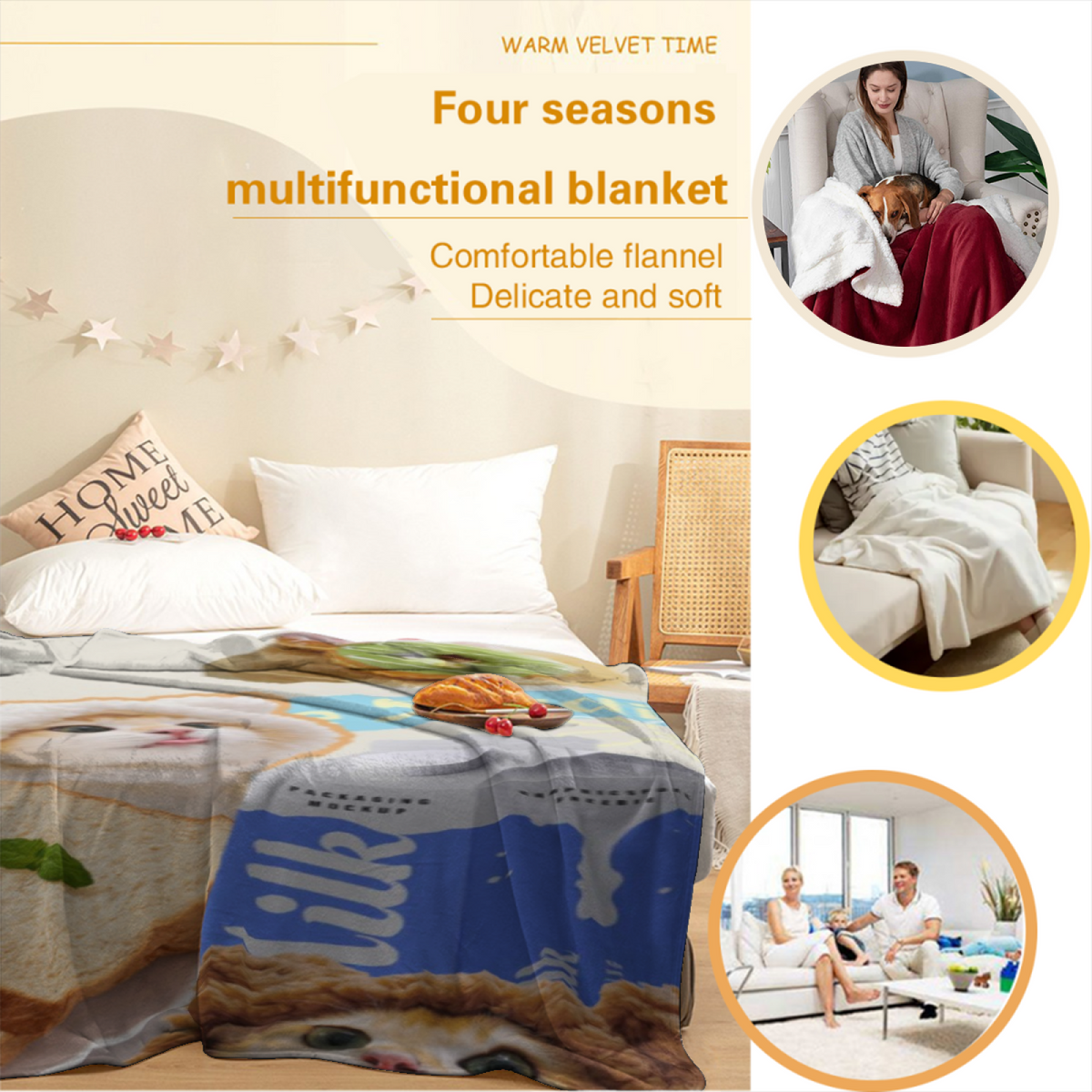 Soft Minimalist Plush Flannel Throw ¨C Orchard Spectrum Collection
