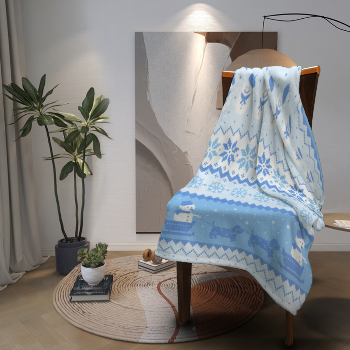 Zephyr Horizon Soft Neutral Art Flannel Throw Blanket