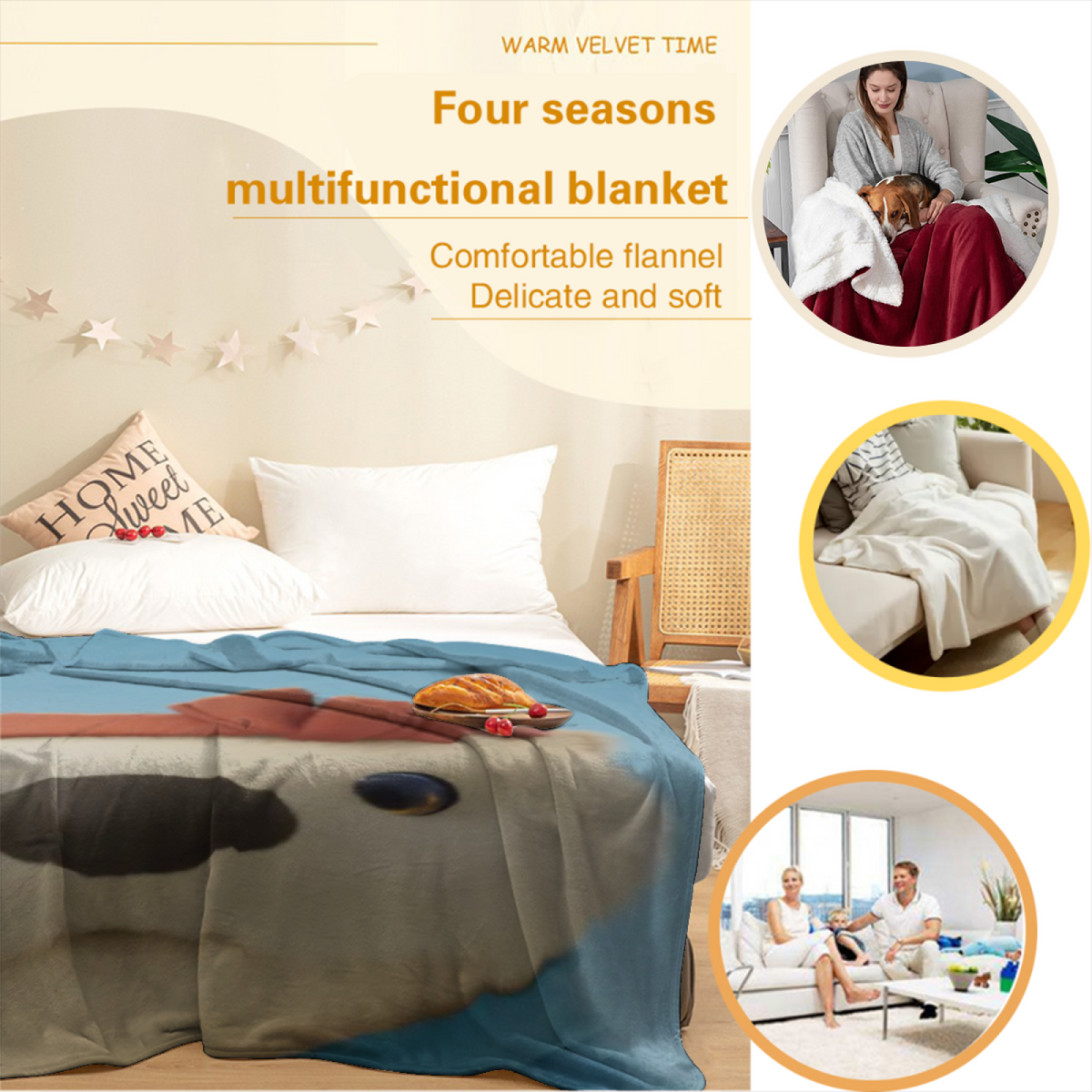 Soft Minimalist Plush Flannel Throw ¨C Gilded Breeze Collection
