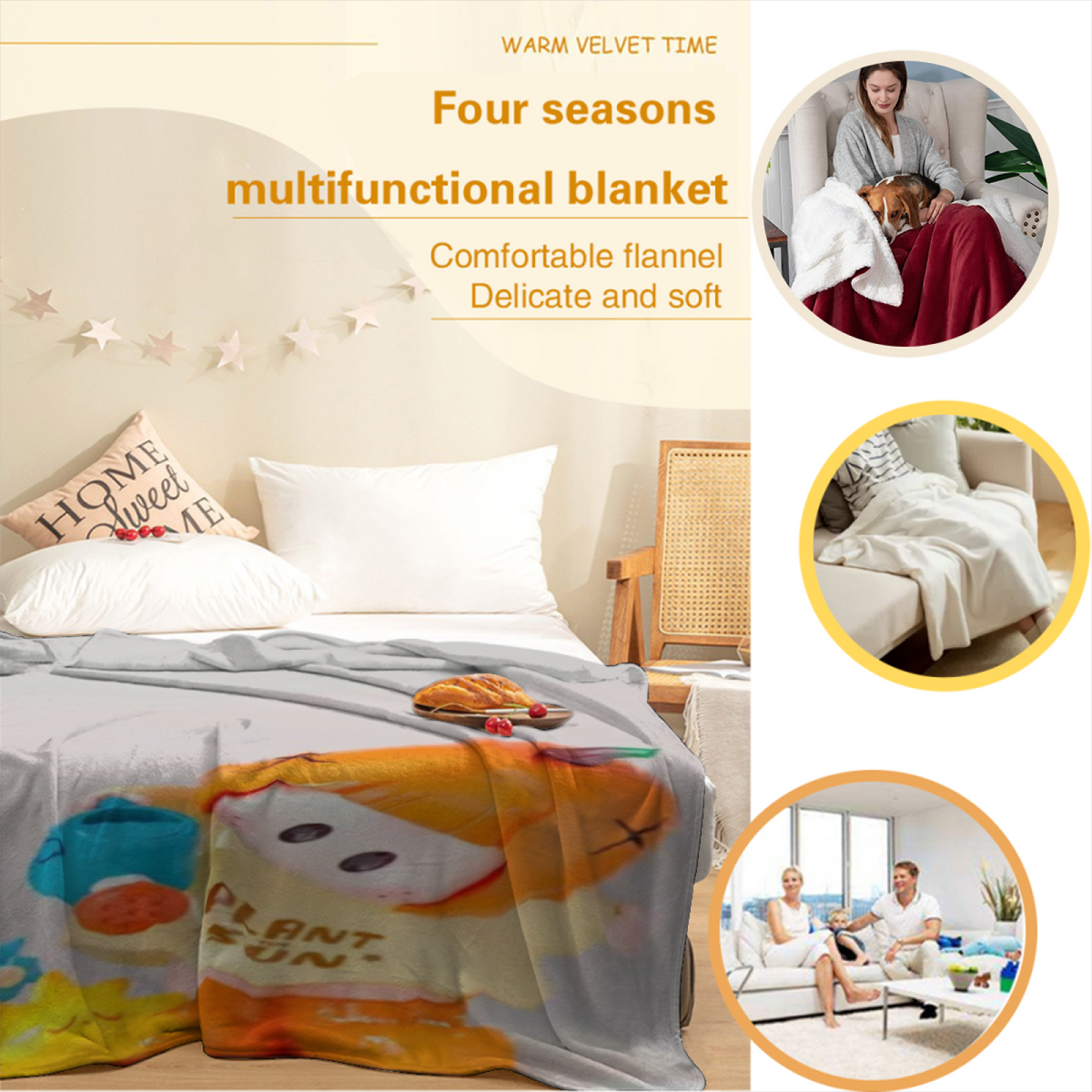 Soft Minimalist Plush Flannel Throw ¨C Harvest Ripple Collection