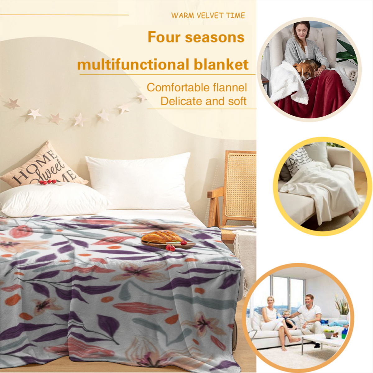 Opaline Wander Home Accent Soft Flannel Blanket ¨C Creamy Ivory
