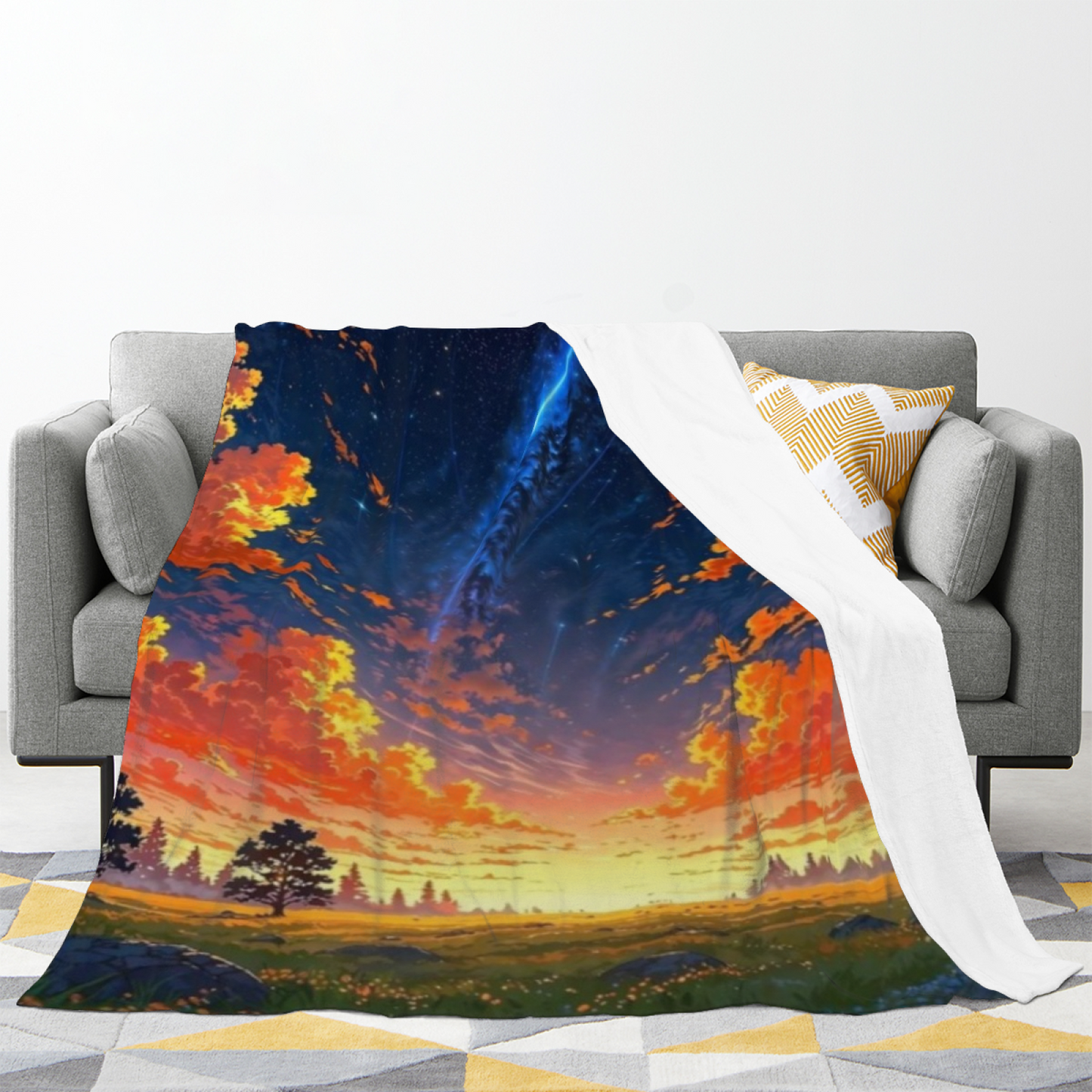 Colorful Contemporary Art Throw Blanket ¨C Modern Graphic Cozy Blanket