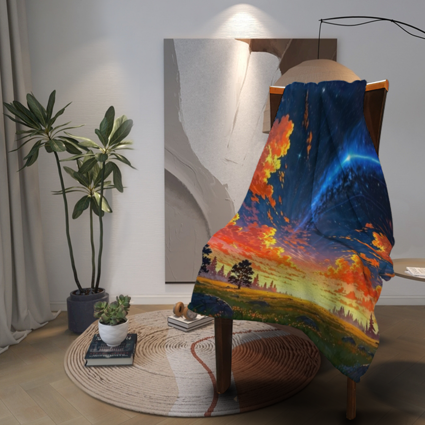 Colorful Contemporary Art Throw Blanket ¨C Modern Graphic Cozy Blanket