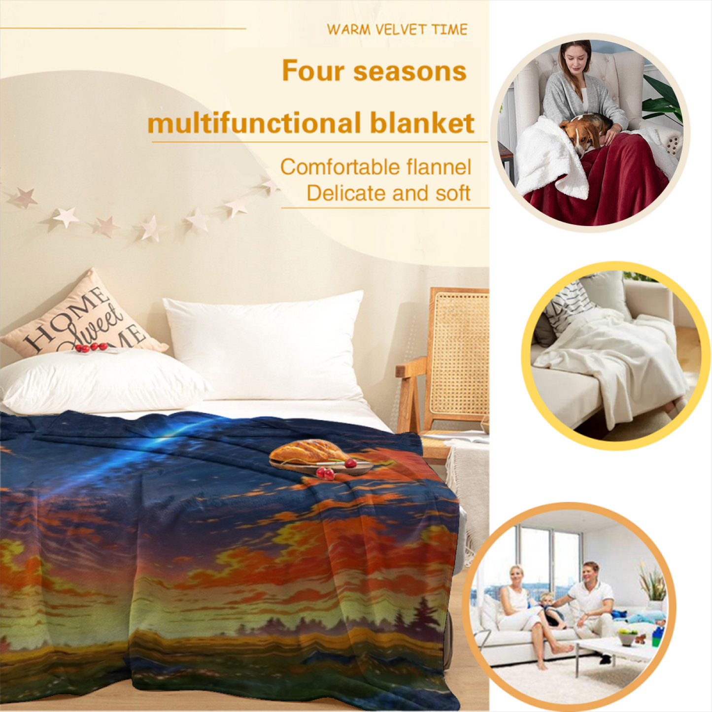 Colorful Contemporary Art Throw Blanket ¨C Modern Graphic Cozy Blanket