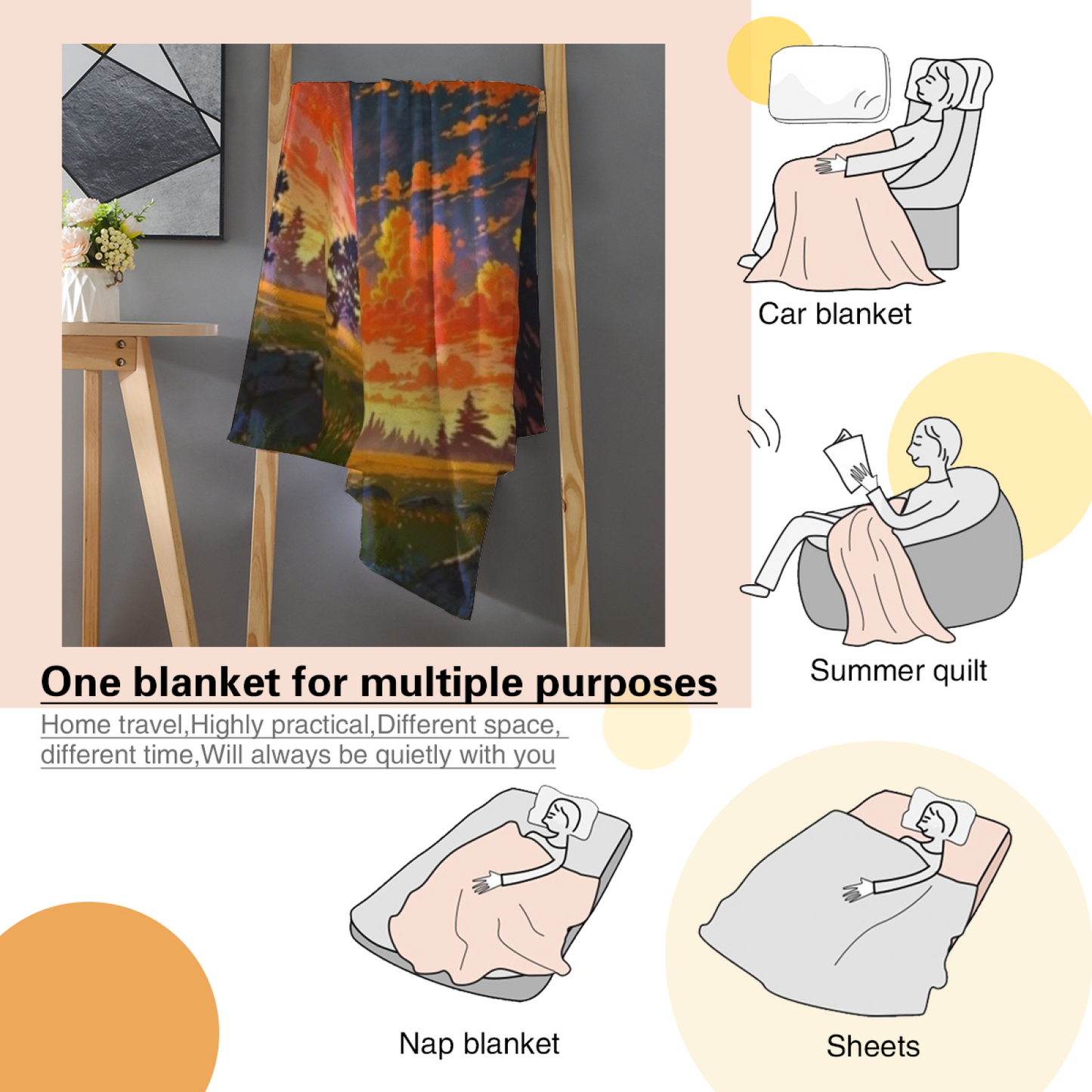Colorful Contemporary Art Throw Blanket ¨C Modern Graphic Cozy Blanket